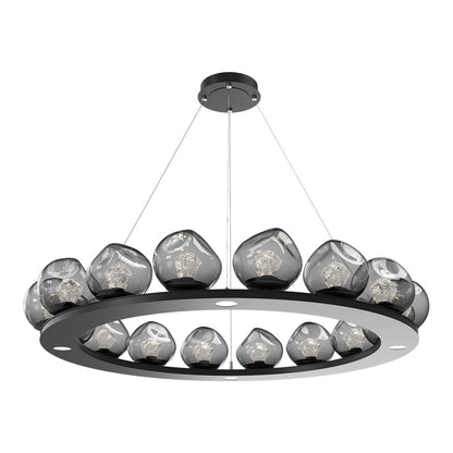 Luna Ring Smoke LED Chandelier in Matte Black/Zircon Crystal (48.13-Inch).