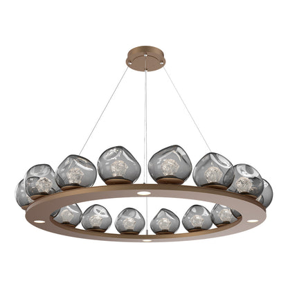 Luna Ring Smoke LED Chandelier in Novel Brass/Zircon Crystal (48.13-Inch).