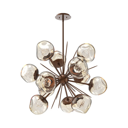 Luna Starburst Amber LED Chandelier in Burnished Bronze/Floret Crystal (32-Inch).