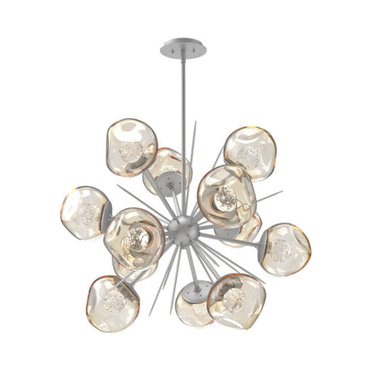 Luna Starburst Amber LED Chandelier in Classic Silver/Floret Crystal (32-Inch).
