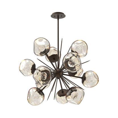 Luna Starburst Amber LED Chandelier in Flat Bronze/Floret Crystal (32-Inch).