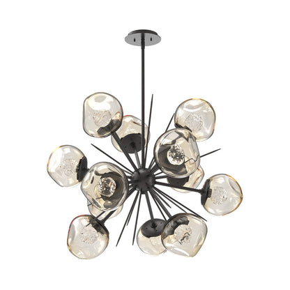 Luna Starburst Amber LED Chandelier in Graphite/Floret Crystal (32-Inch).