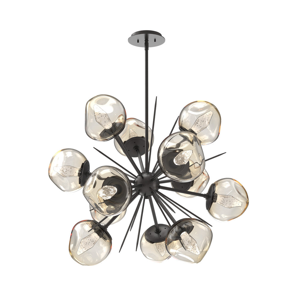 Luna Starburst Amber LED Chandelier in Graphite/Geo Crystal (32-Inch).