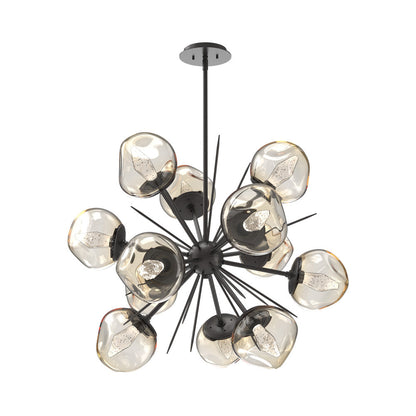 Luna Starburst Amber LED Chandelier in Graphite/Geo Crystal (32-Inch).
