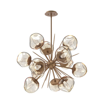 Luna Starburst Amber LED Chandelier in Novel Brass/Geo Crystal (32-Inch).