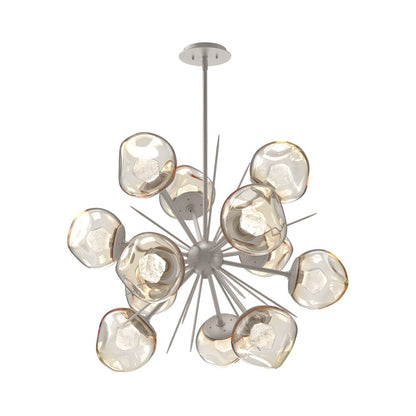 Luna Starburst Amber LED Chandelier in Beige Silver/Zircon Crystal (32-Inch).