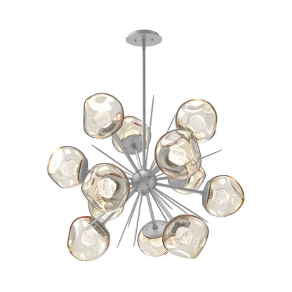 Luna Starburst Amber LED Chandelier in Classic Silver/Zircon Crystal (32-Inch).