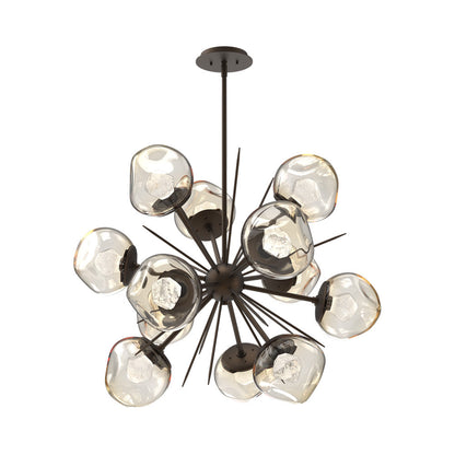 Luna Starburst Amber LED Chandelier in Flat Bronze/Zircon Crystal (32-Inch).