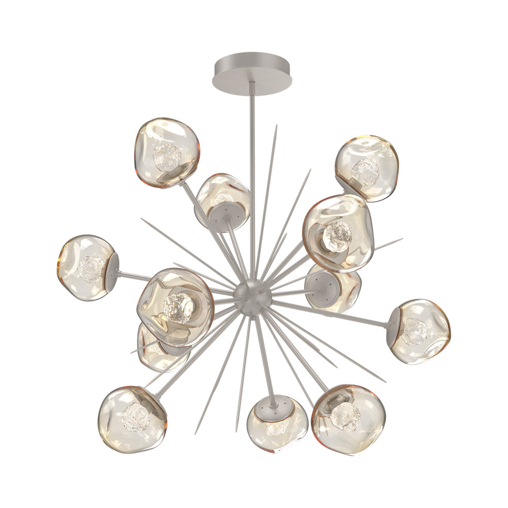 Luna Starburst Amber LED Chandelier in Beige Silver/Floret Crystal (40-Inch).