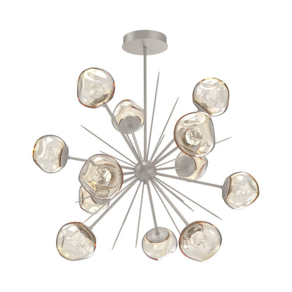 Luna Starburst Amber LED Chandelier in Beige Silver/Floret Crystal (40-Inch).