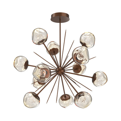 Luna Starburst Amber LED Chandelier in Burnished Bronze/Floret Crystal (40-Inch).