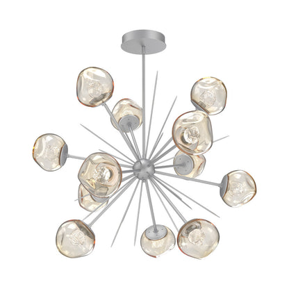 Luna Starburst Amber LED Chandelier in Classic Silver/Floret Crystal (40-Inch).