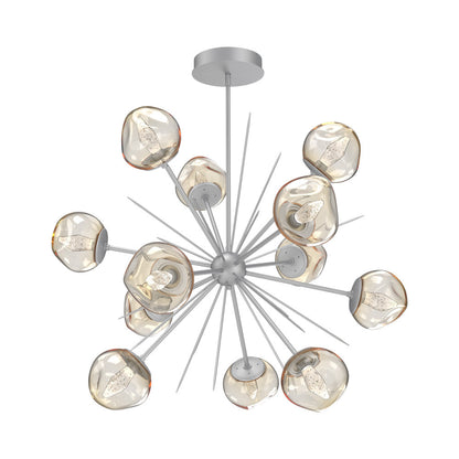 Luna Starburst Amber LED Chandelier in Classic Silver/Geo Crystal (40-Inch).