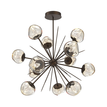 Luna Starburst Amber LED Chandelier in Flat Bronze/Geo Crystal (40-Inch).