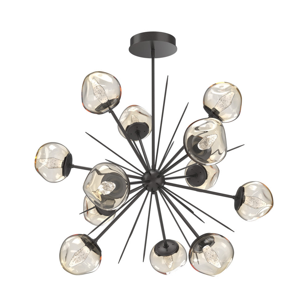 Luna Starburst Amber LED Chandelier in Graphite/Geo Crystal (40-Inch).