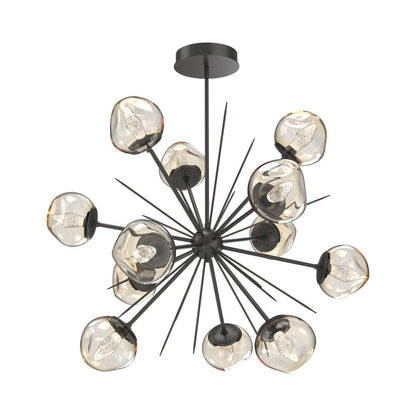 Luna Starburst Amber LED Chandelier in Graphite/Geo Crystal (40-Inch).
