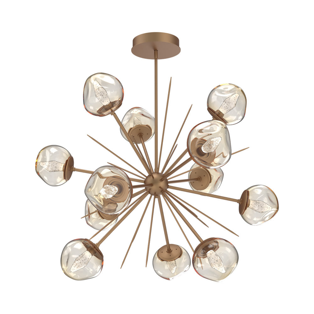 Luna Starburst Amber LED Chandelier in Novel Brass/Geo Crystal (40-Inch).