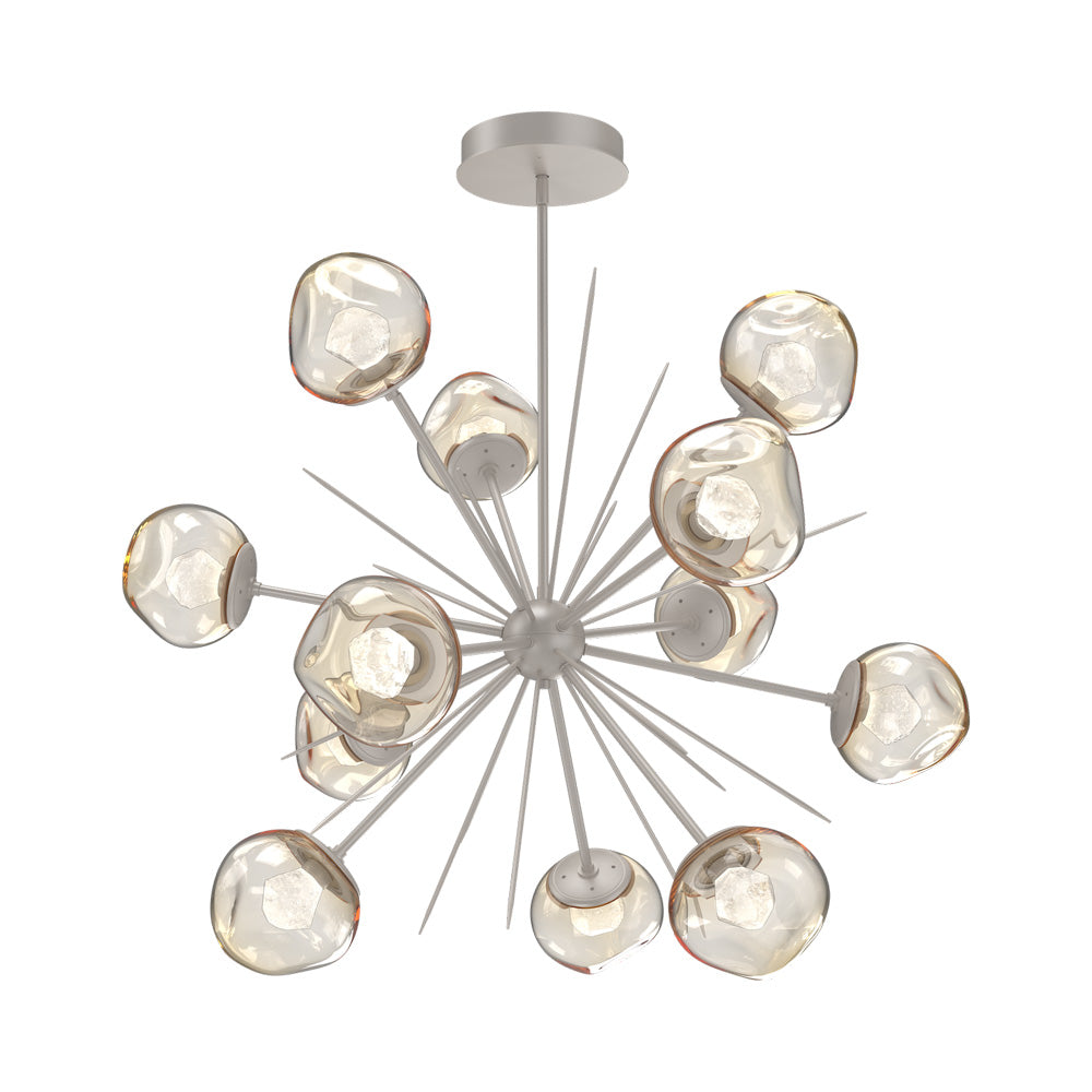 Luna Starburst Amber LED Chandelier in Beige Silver/Zircon Crystal (40-Inch).