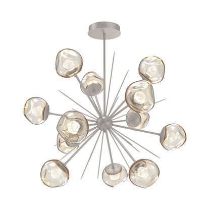 Luna Starburst Amber LED Chandelier in Beige Silver/Zircon Crystal (40-Inch).