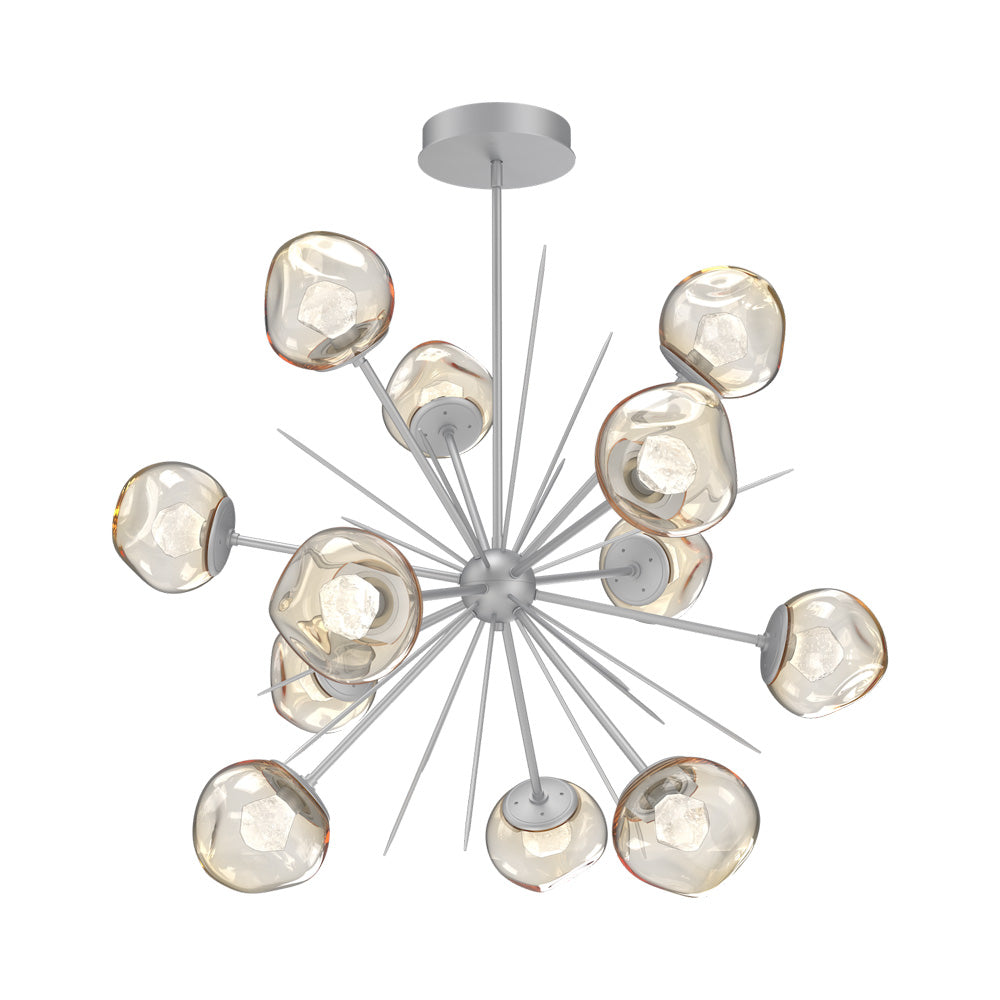 Luna Starburst Amber LED Chandelier in Classic Silver/Zircon Crystal (40-Inch).