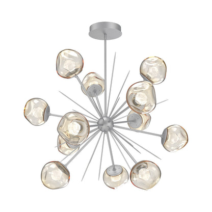 Luna Starburst Amber LED Chandelier in Classic Silver/Zircon Crystal (40-Inch).