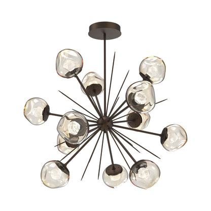 Luna Starburst Amber LED Chandelier in Flat Bronze/Zircon Crystal (40-Inch).