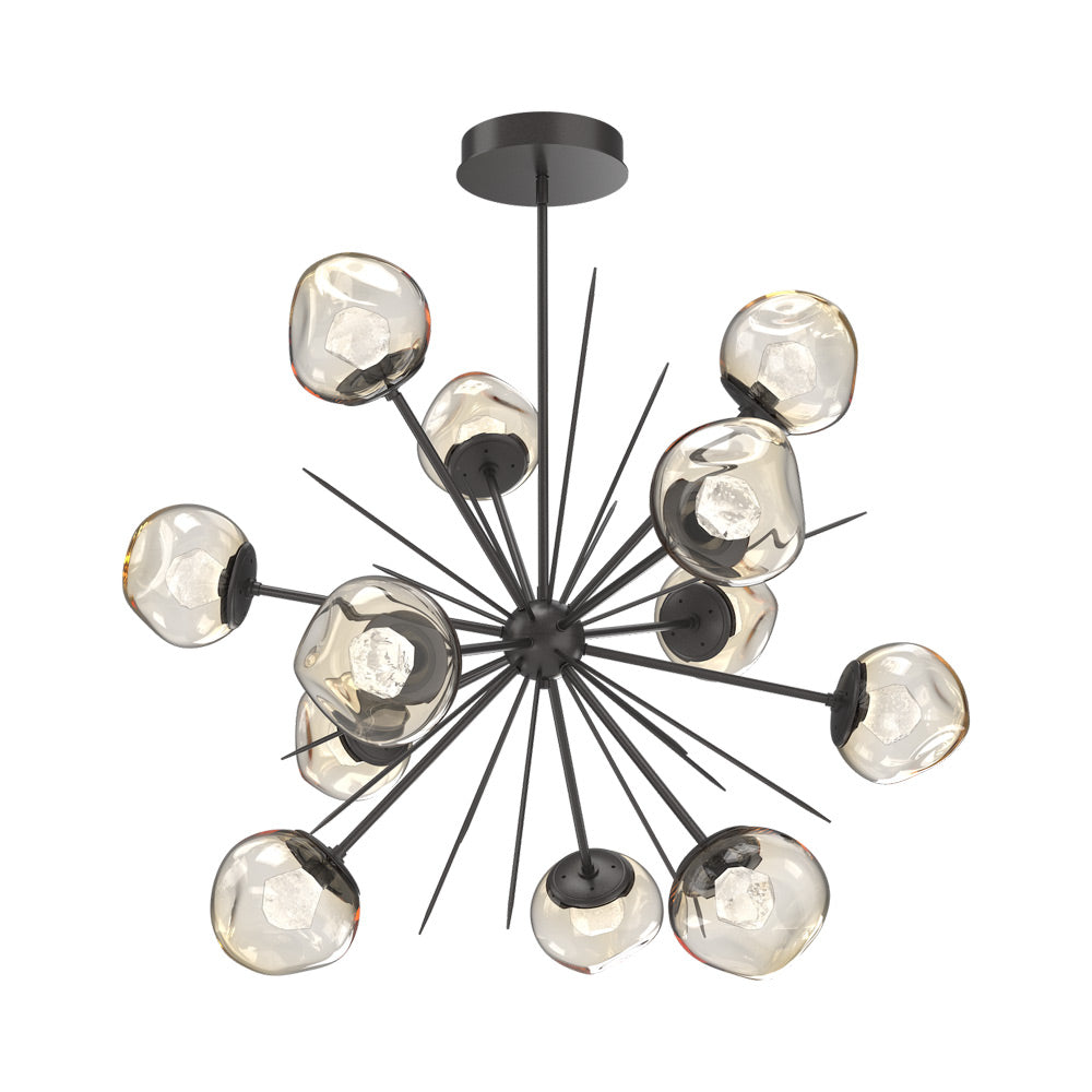 Luna Starburst Amber LED Chandelier in Graphite/Zircon Crystal (40-Inch).