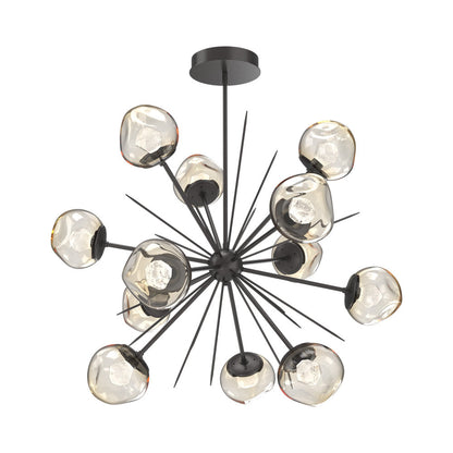 Luna Starburst Amber LED Chandelier in Graphite/Zircon Crystal (40-Inch).