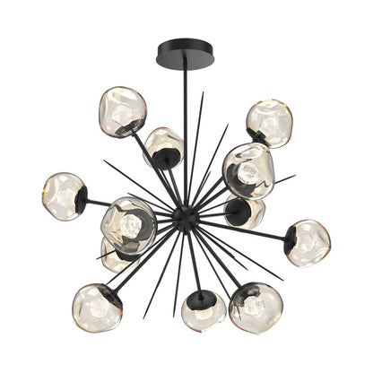 Luna Starburst Amber LED Chandelier in Matte Black/Zircon Crystal (40-Inch).