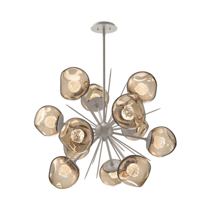Luna Starburst Bronze LED Chandelier in Beige Silver/Floret Crystal (32-Inch).