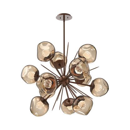 Luna Starburst Bronze LED Chandelier in Burnished Bronze/Floret Crystal (32-Inch).