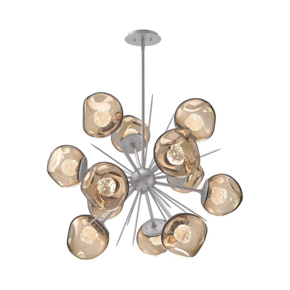 Luna Starburst Bronze LED Chandelier in Classic Silver/Floret Crystal (32-Inch).