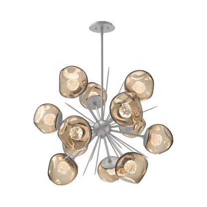 Luna Starburst Bronze LED Chandelier in Classic Silver/Floret Crystal (32-Inch).