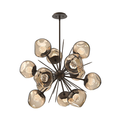 Luna Starburst Bronze LED Chandelier in Flat Bronze/Floret Crystal (32-Inch).