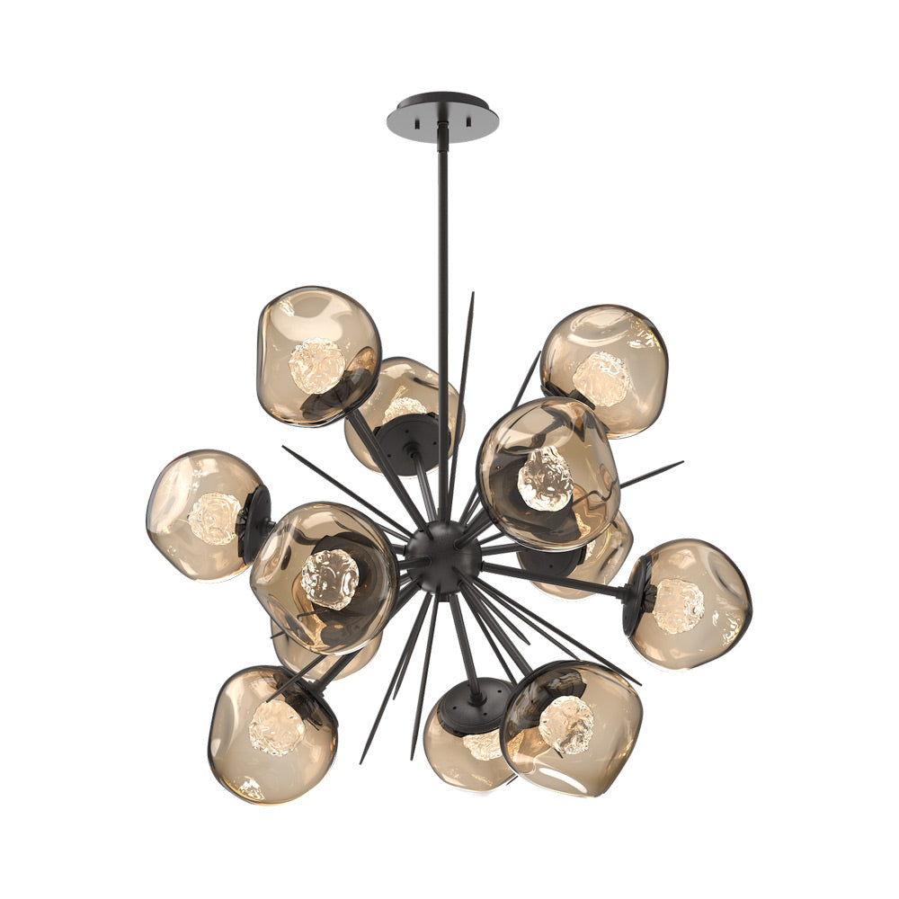 Luna Starburst Bronze LED Chandelier in Graphite/Floret Crystal (32-Inch).