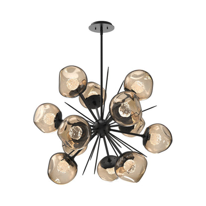 Luna Starburst Bronze LED Chandelier in Matte Black/Floret Crystal (32-Inch).