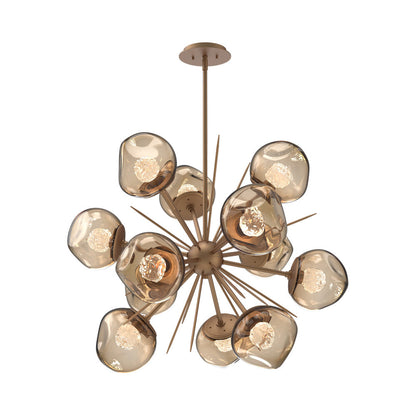 Luna Starburst Bronze LED Chandelier in Novel Brass/Floret Crystal (32-Inch).