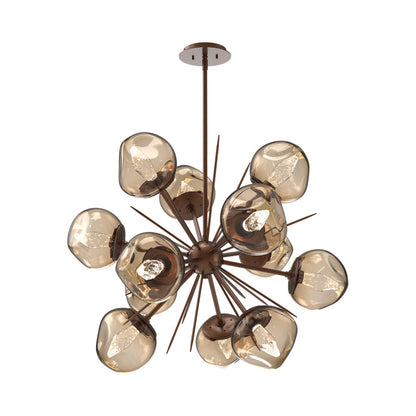 Luna Starburst Bronze LED Chandelier in Burnished Bronze/Geo Crystal (32-Inch).