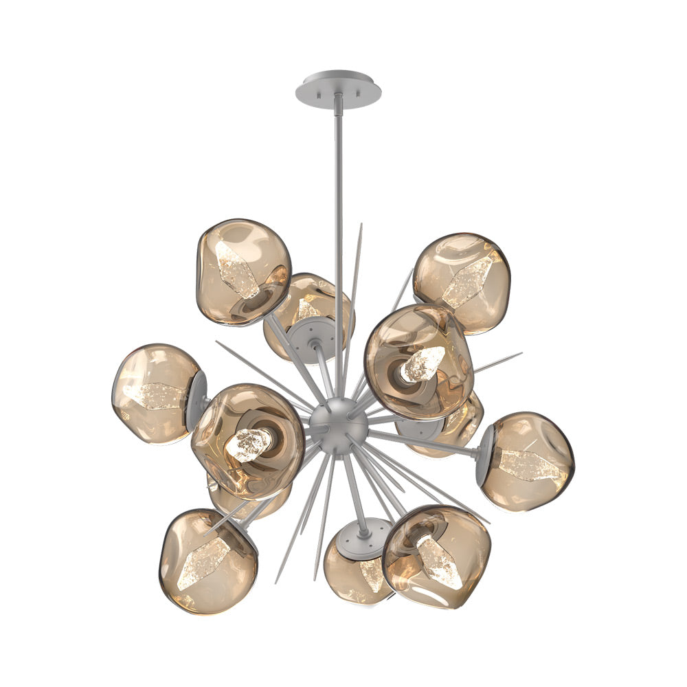 Luna Starburst Bronze LED Chandelier in Classic Silver/Geo Crystal (32-Inch).