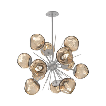 Luna Starburst Bronze LED Chandelier in Classic Silver/Geo Crystal (32-Inch).