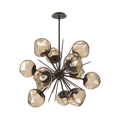 Luna Starburst Bronze LED Chandelier in Flat Bronze/Geo Crystal (32-Inch).