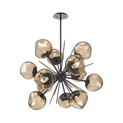 Luna Starburst Bronze LED Chandelier in Graphite/Geo Crystal (32-Inch).