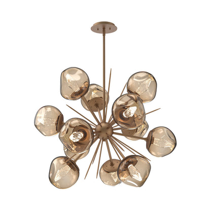Luna Starburst Bronze LED Chandelier in Novel Brass/Geo Crystal (32-Inch).