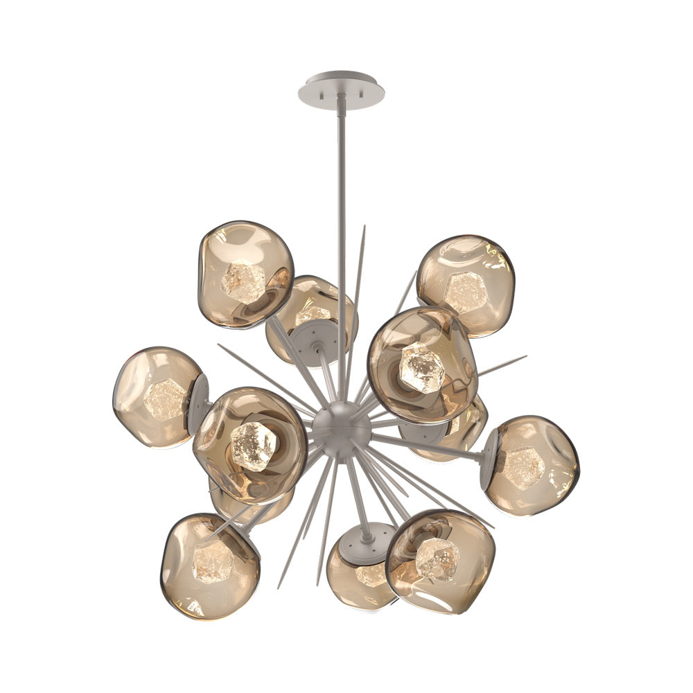 Luna Starburst Bronze LED Chandelier in Beige Silver/Zircon Crystal (32-Inch).