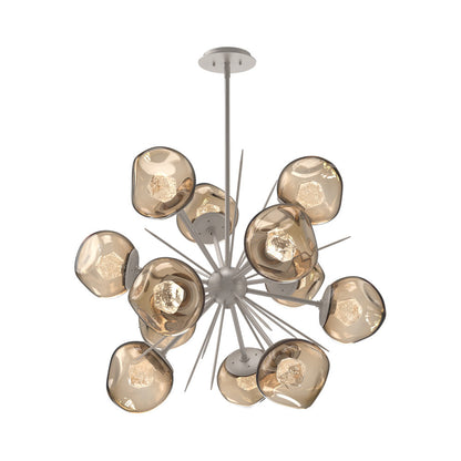 Luna Starburst Bronze LED Chandelier in Beige Silver/Zircon Crystal (32-Inch).
