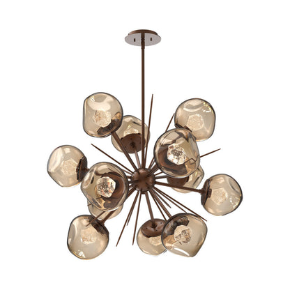 Luna Starburst Bronze LED Chandelier in Burnished Bronze/Zircon Crystal (32-Inch).