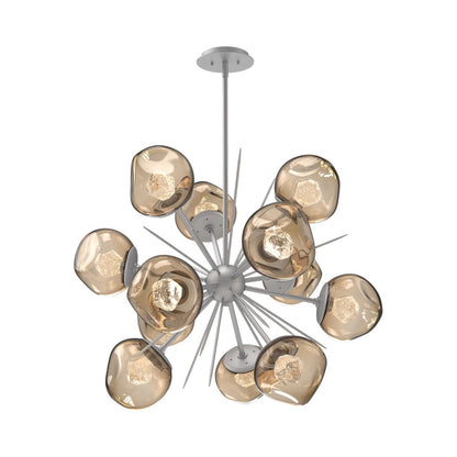 Luna Starburst Bronze LED Chandelier in Classic Silver/Zircon Crystal (32-Inch).