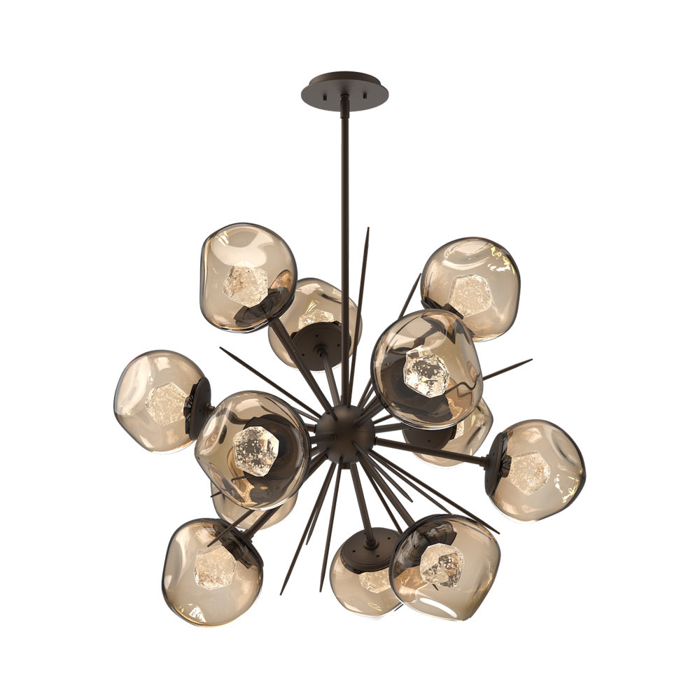 Luna Starburst Bronze LED Chandelier in Flat Bronze/Zircon Crystal (32-Inch).