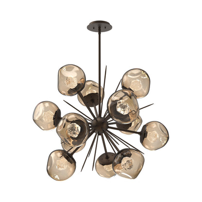 Luna Starburst Bronze LED Chandelier in Flat Bronze/Zircon Crystal (32-Inch).