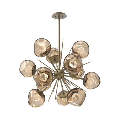 Luna Starburst Bronze LED Chandelier in Gilded Brass/Zircon Crystal (32-Inch).